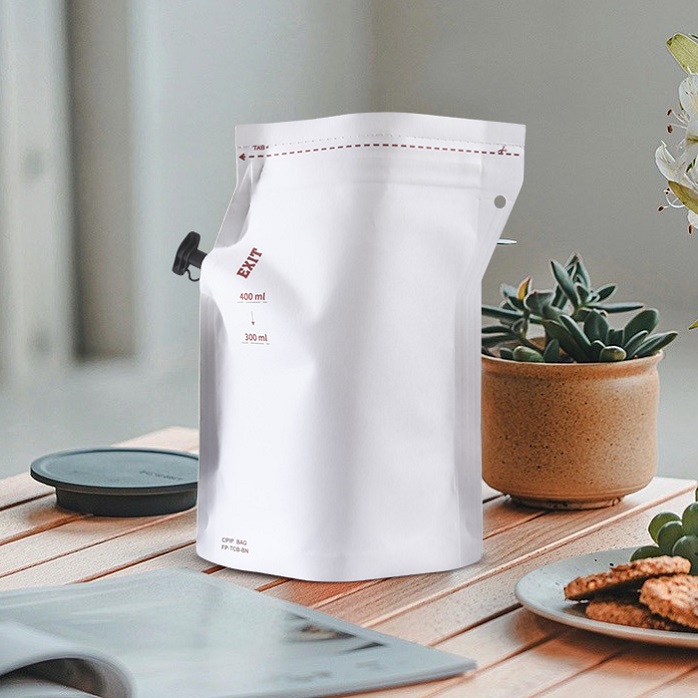 Portable Recyclable Paper Resealable Stand Up Coffee Brew Bag with Spout