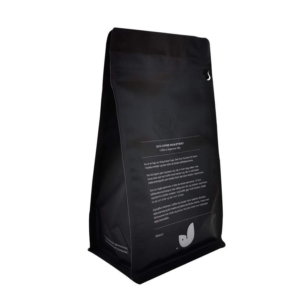 Environmental Friendly Organic Roasted Coffee Bean Packaging Bag with Flat Bottom Gusset
